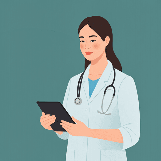 Doctor reviewing data on tablet